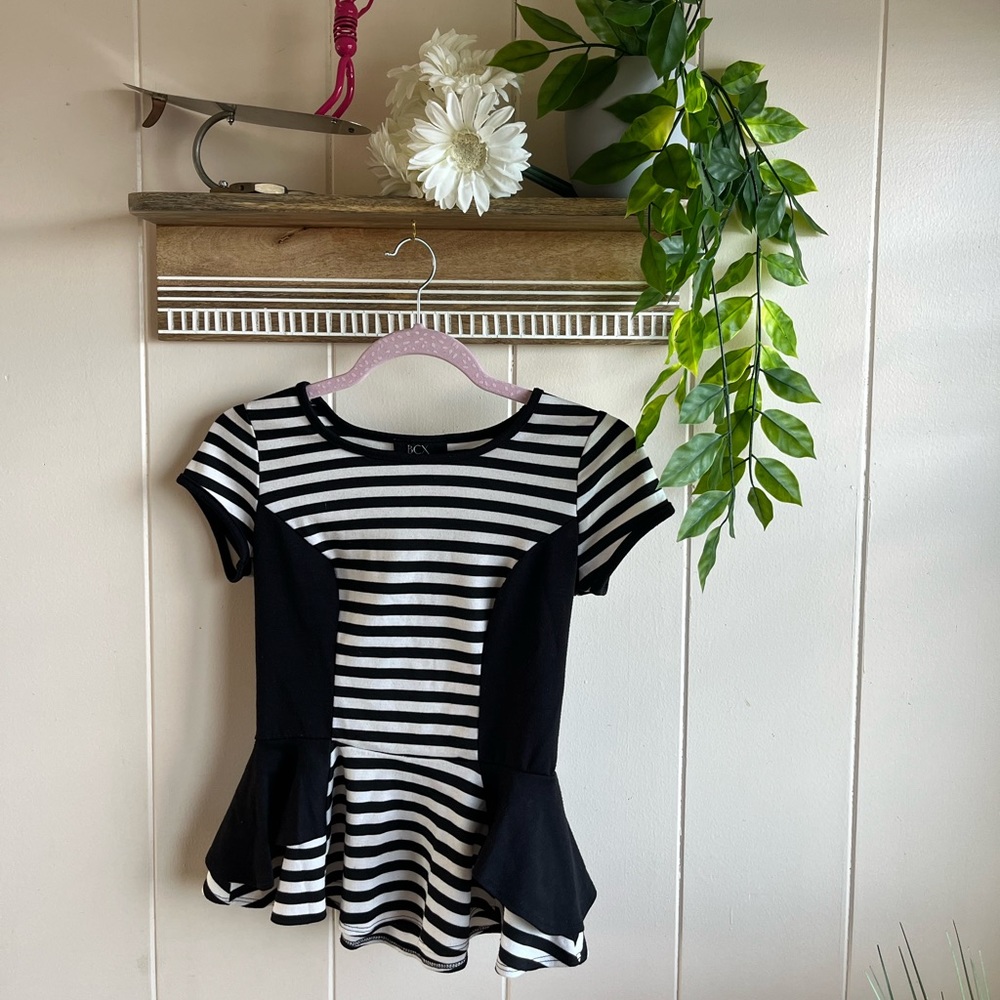 Black and white striped blouse
